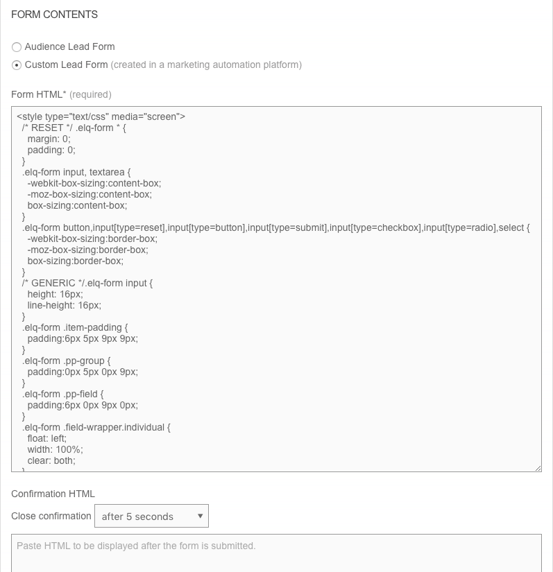formulario de plomo html